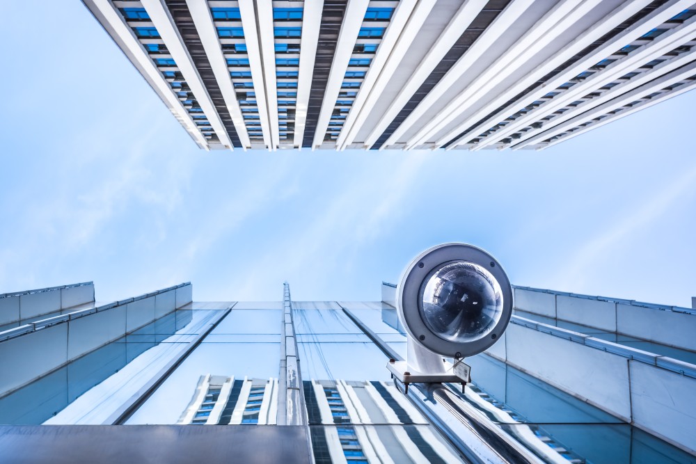 Outdoor Dome Security Camera in a city